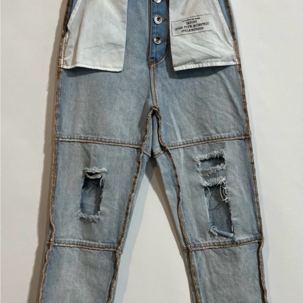 Maniere De Voir Eccentric Inside Out Distressed Grunge Jeans Sz UK 8 / US 4 - Picture 4 of 8